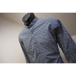 Express Collarless Dress Shirt Fitted Poker Cards Button Up Mens Sz Large